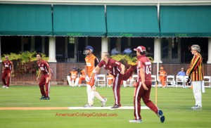 John Bart King Award winner Danny Yetman bowling for Harvard vs Penn at the historic & beautiful Philadelphia Cricket Club