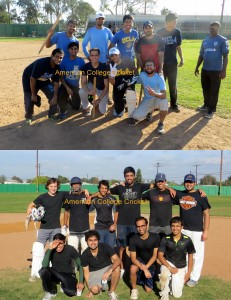 New American College Cricket Clubs, UCLA & Claremont playing their first hard ball match - in Compton at Jackie Robinson Stadium