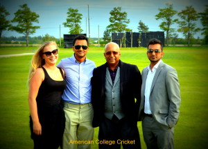 Two American College Cricket (now also Canadian College Cricket) Ryerson's Hasan Mirza & Farhan Khan who helped make the Series happen, with Anja & Lloyd