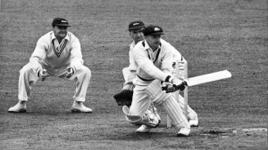 Don Bradman batting.