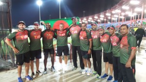 After the game, with Coach Courtney Walsh, the victorious Bangladesh team