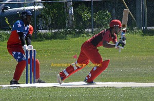 Ryerson's Saad Bin Zafar playing in the 1st American College Cricket USA vs Canada Series