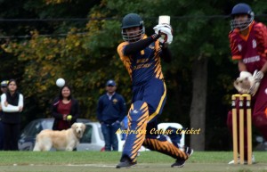 Drexel batsman ondriving, because we do NOT use the 'Leg Side Wide Law'