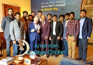West Virginia President Dr Gordon Gee, with Lloyd and the WVU cricket team