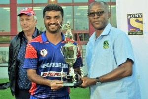 Neel Patel (South Alabama) with Jeff Miller, Worldwide Sports Management and Jamaica Tallawahs CEO